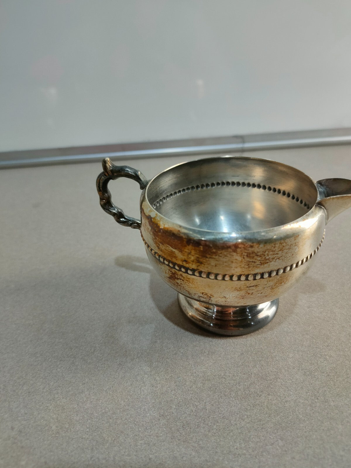 Antique 2 Piece Silver Viking Plate Tea Set, Creamer & Sugar Bowl