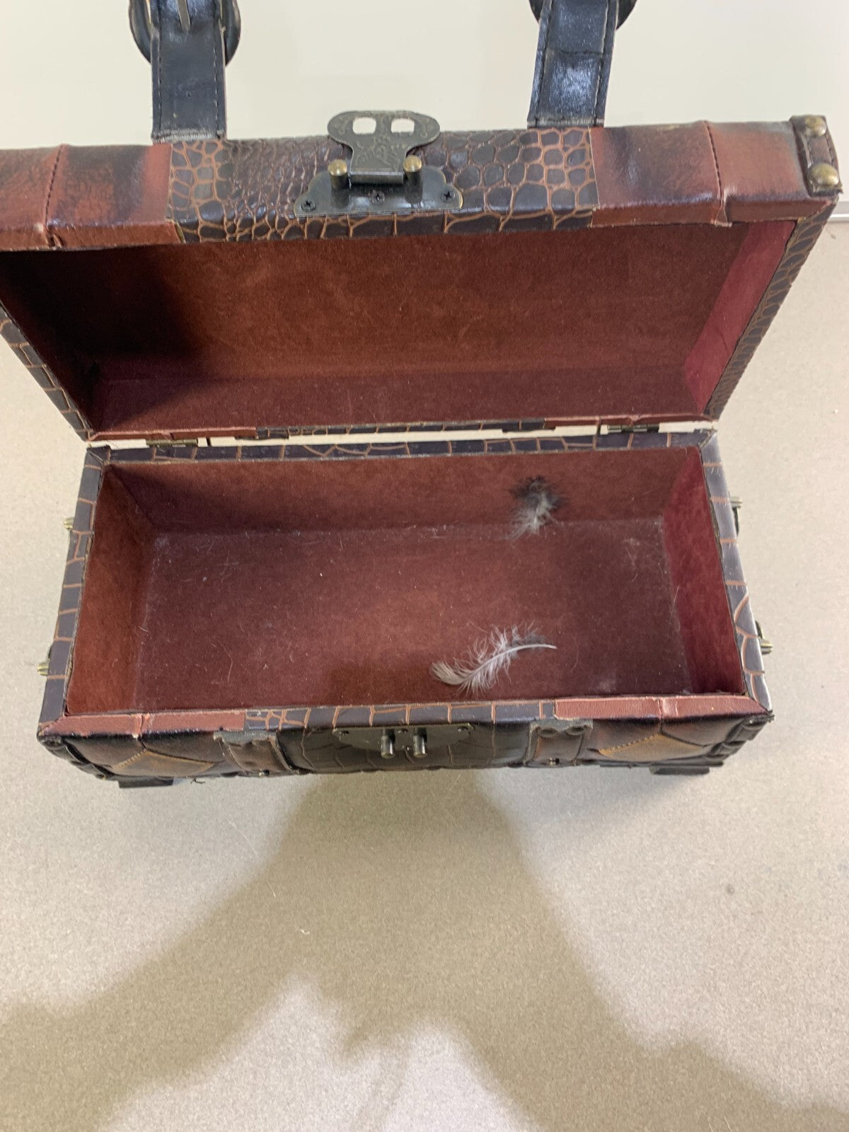 Beautiful Chest With A Metal Latch With Leather Straps