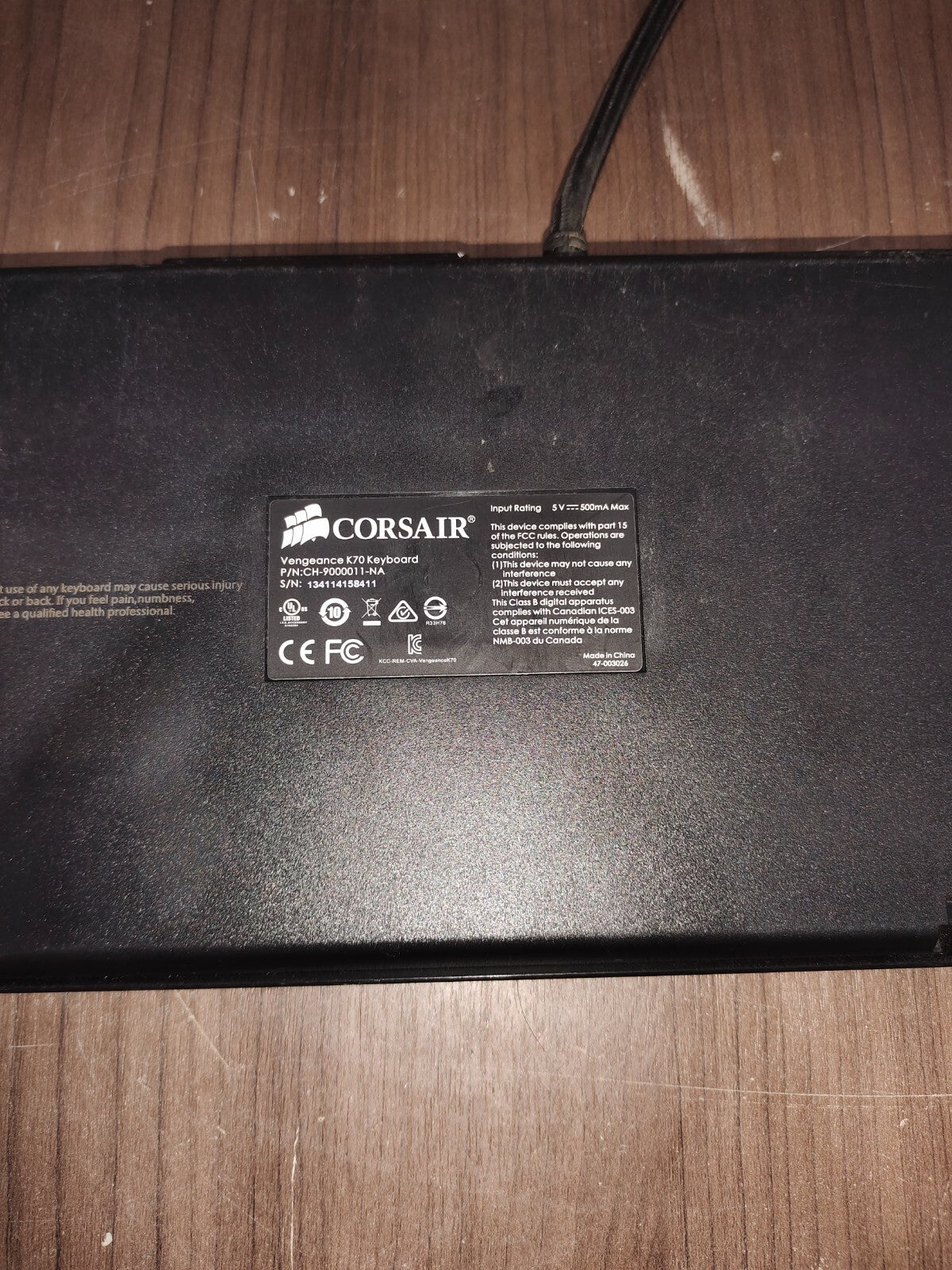 CORSAIR Vengeance K70 Mechanical Keyboard Red CH-9000011