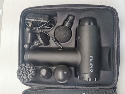 EKUPUZ Black Handheld Adjustable Deep Tissue Muscle Massage Gun With 6 Heads