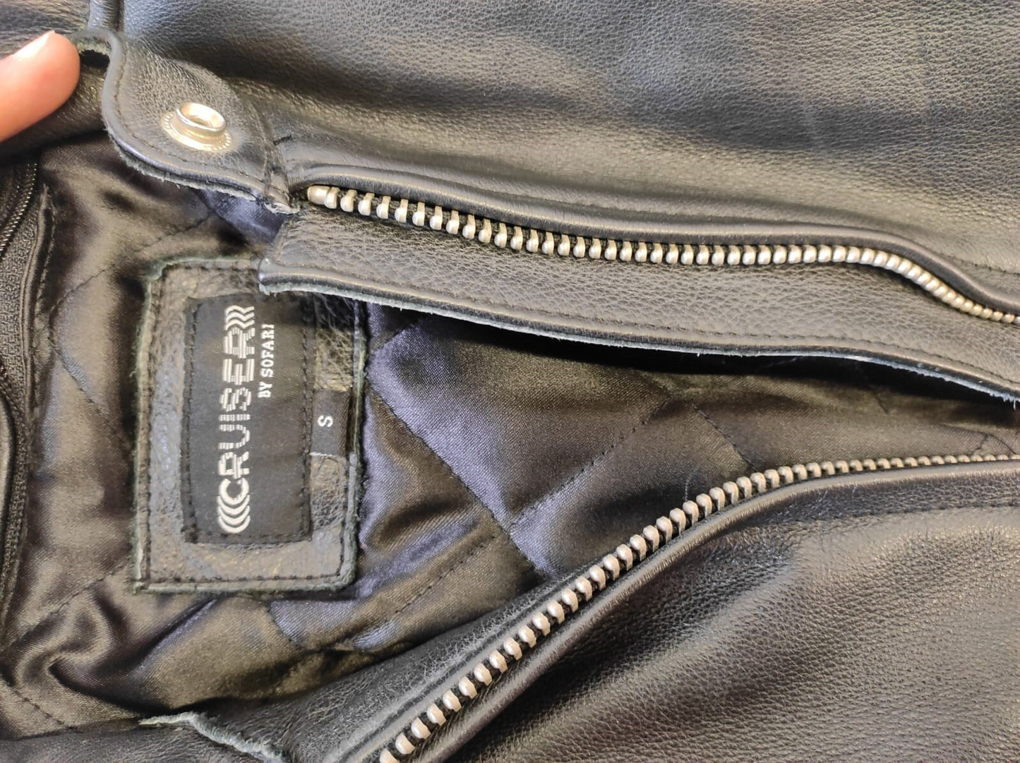 Cruiser by Sofari Collection Black Leather Motorcycle jacket- S