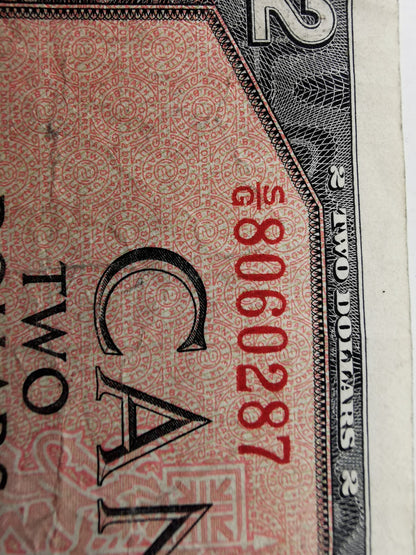 1954 Canadian 2 dollar bill.