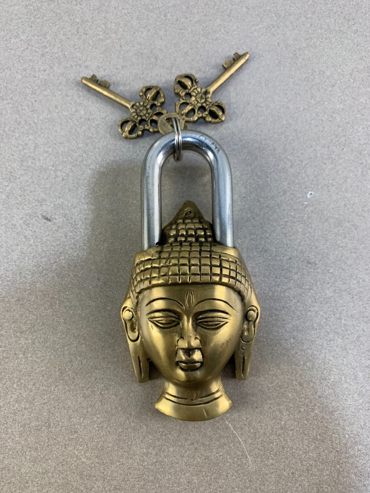 Buddha Shape Door Lock Antique Style Handmade Brass Padlock with Working Keys