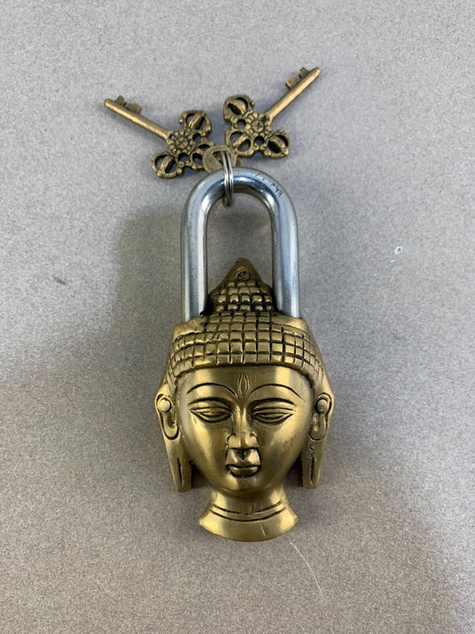 Buddha Shape Door Lock Antique Style Handmade Brass Padlock with Working Keys