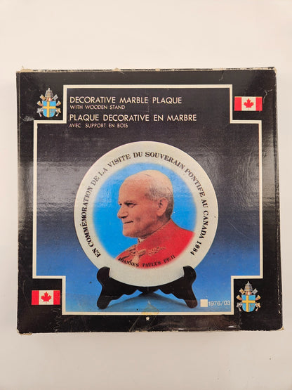 Vintage Marble Plaque Papal Visit to Canada 1984