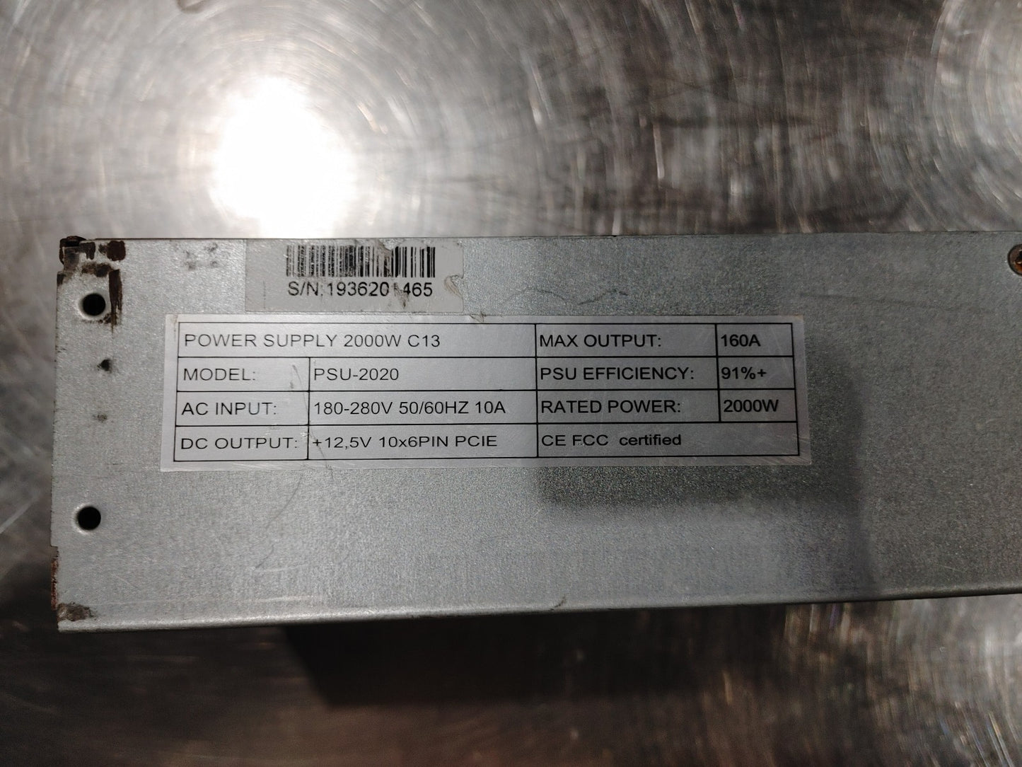 Alpha Miner 2000W 12.5V Mining PSU for Mining projects Tinkering Silver - Fair