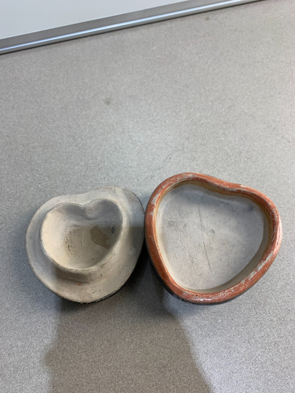 Bird Heart Shape Clay Box Hand Painted Burnished by Medrano Mexican Folk Art