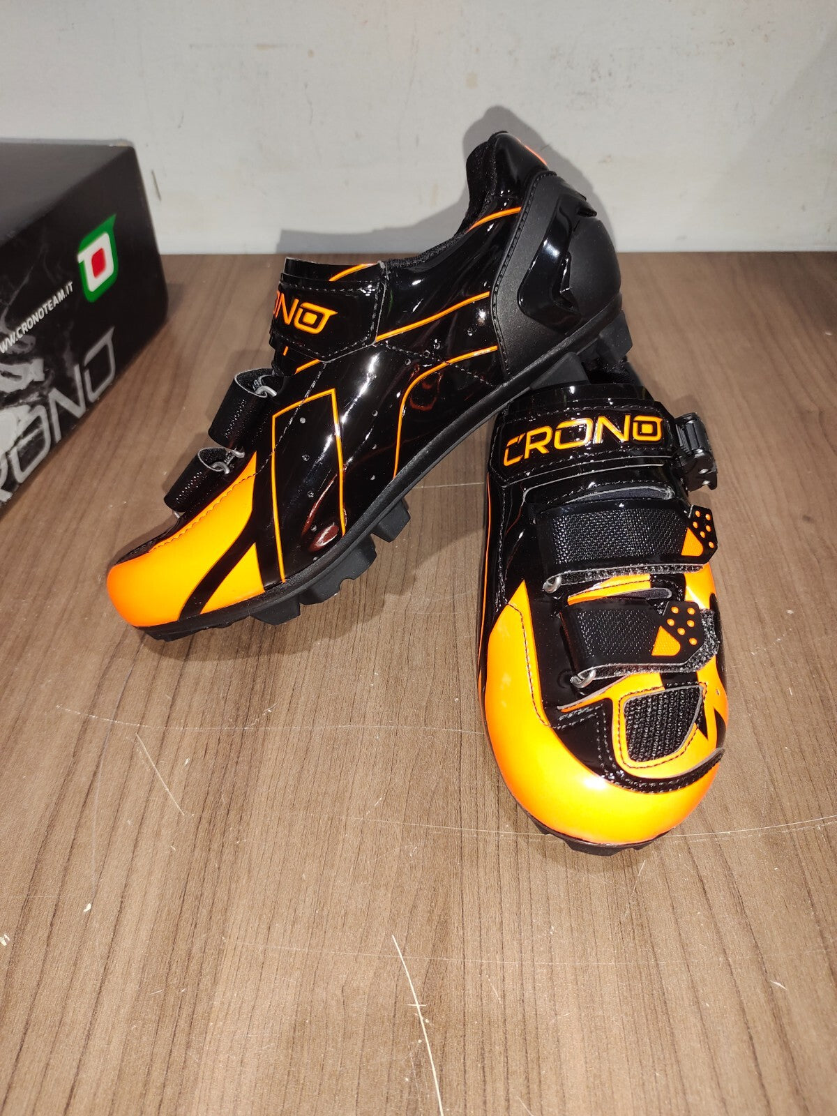 Crono CX-3 17 Mountain Bike Gravel BMX Shoes - Black Orange - Size - 38 (EUR)