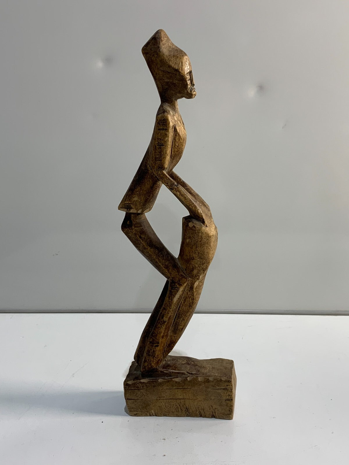 Vintage handmade Folk Art carving of a drummer.