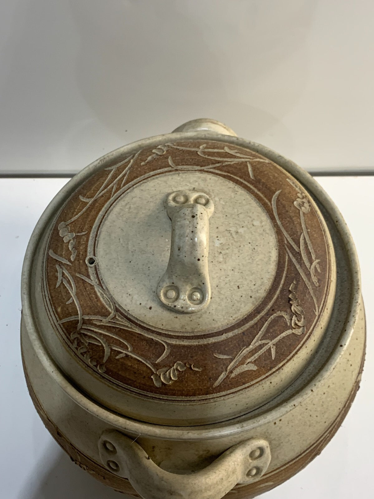 Vintage Beige with Signed Hand Crafted -Stoneware
