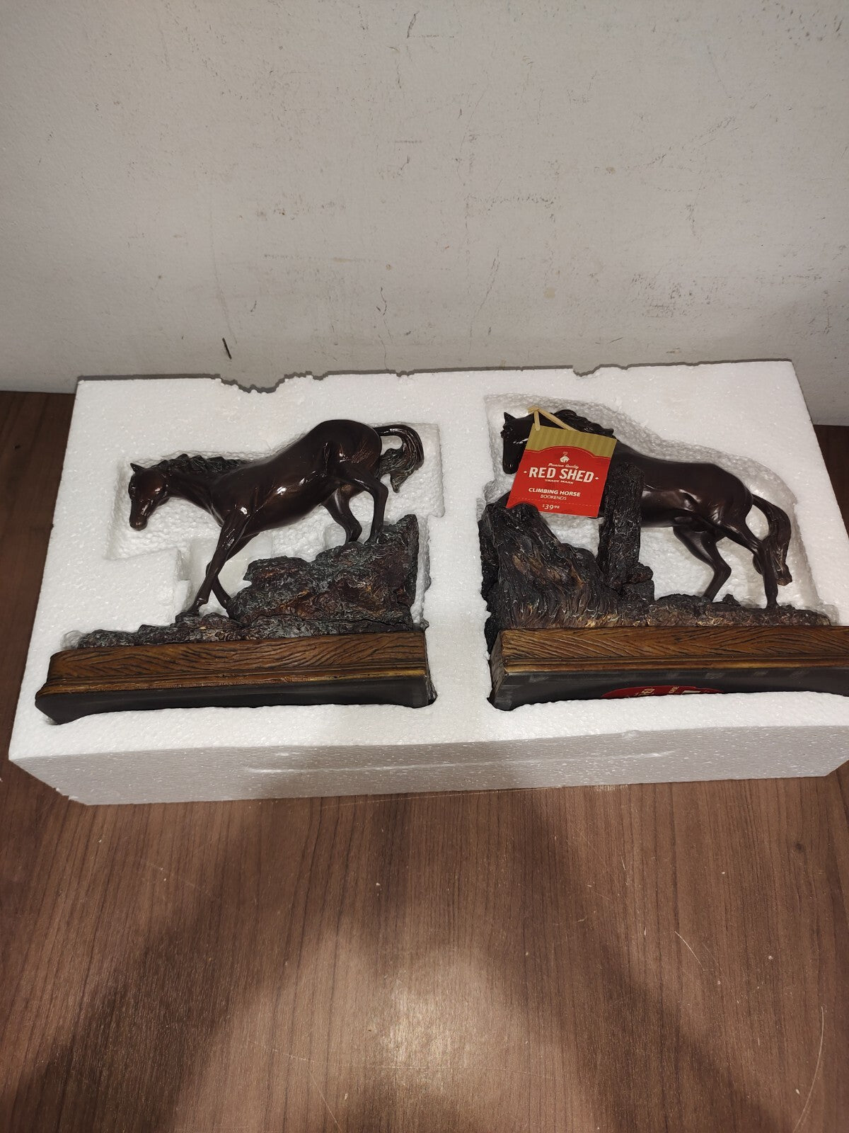 Red Shed Climbing Horses Bookends - Wooden