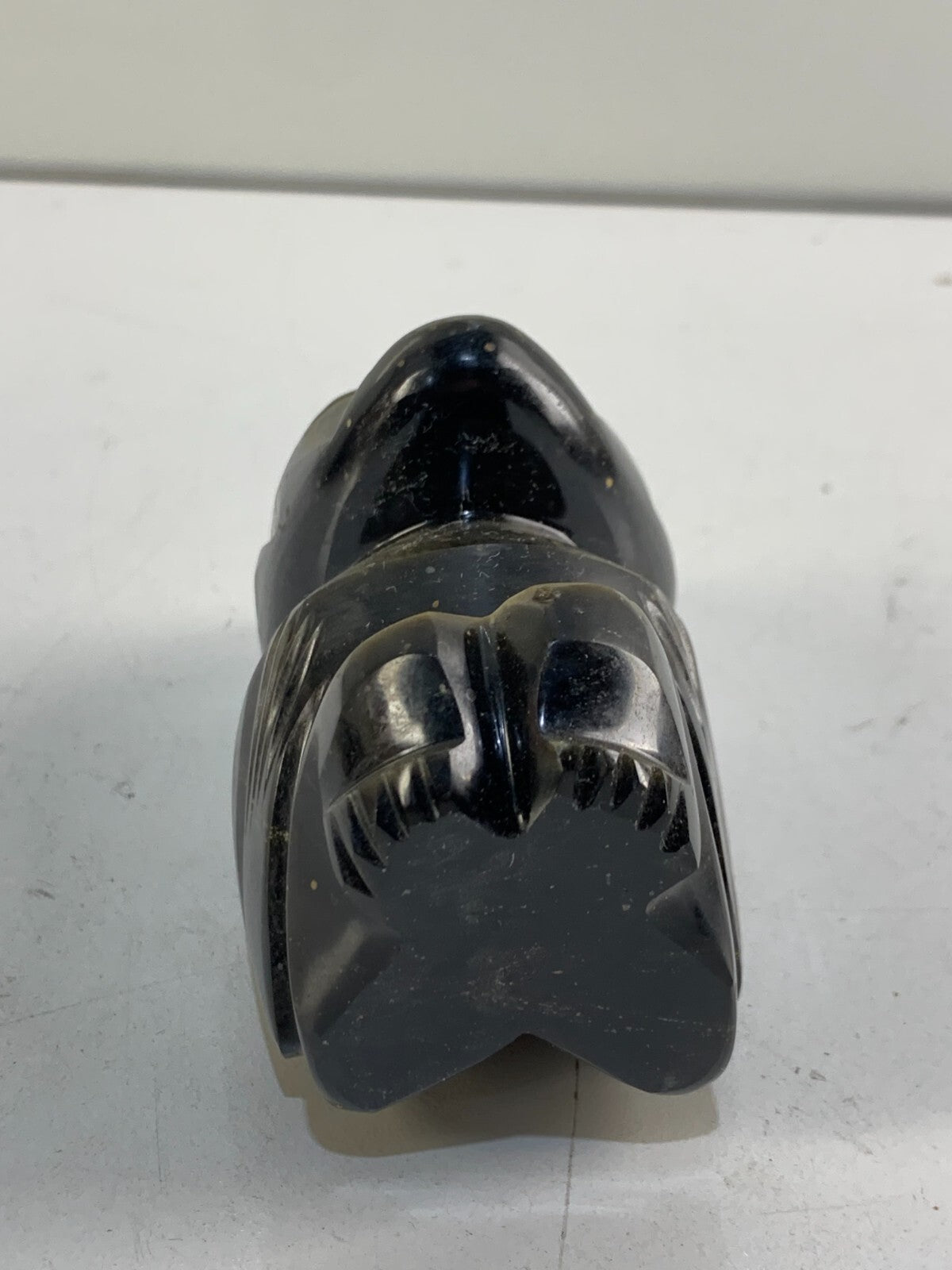 Vintage Carved Stone Tiki or Aztec God | Sparkly Black Obsidian