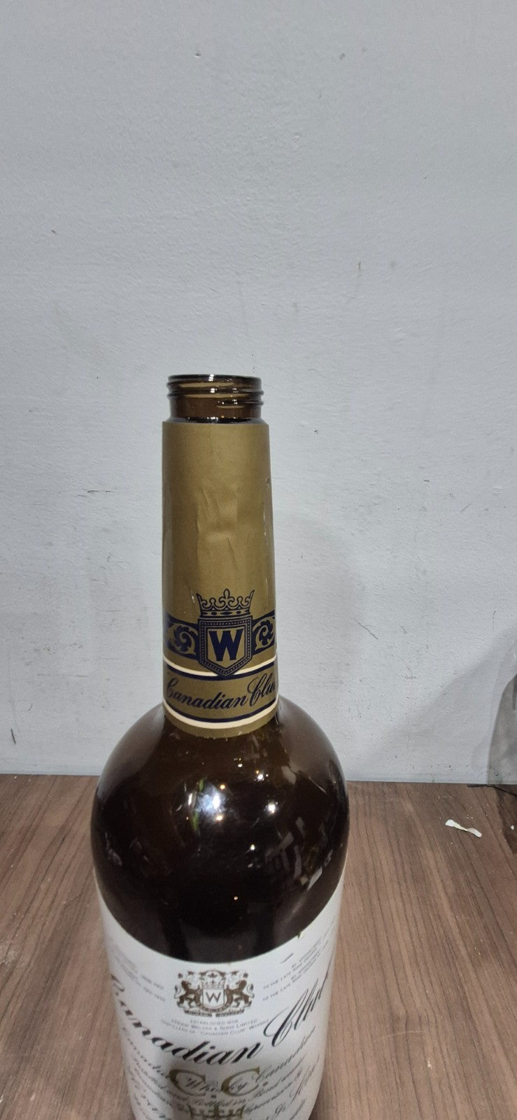 Vintage Canadian Club Whiskey Bottle - 1977 3.79L Hiram & Sons - 19" Tall