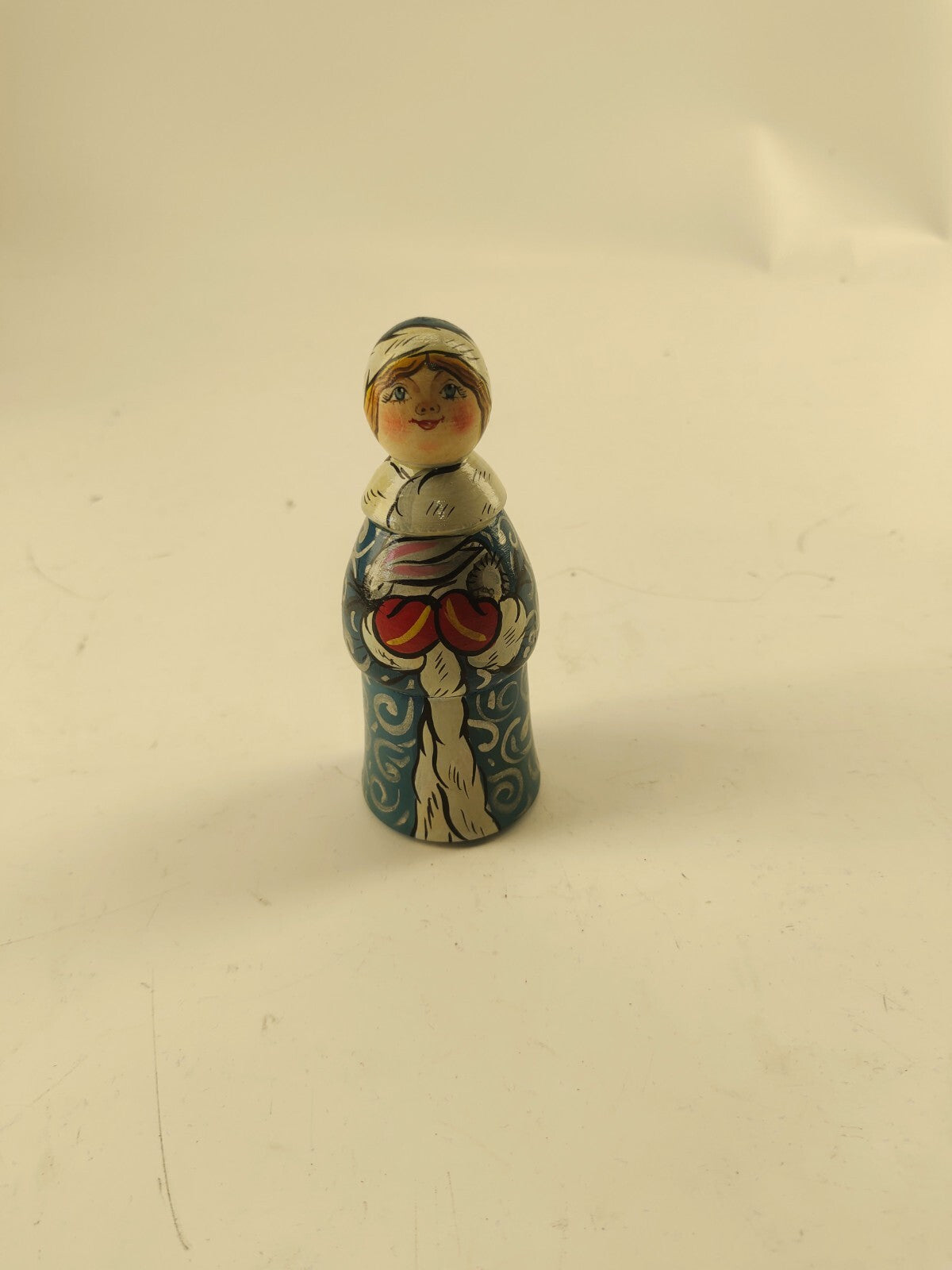Vintage Russian  Hand Painted Set of 3 Nesting Dolls Santa