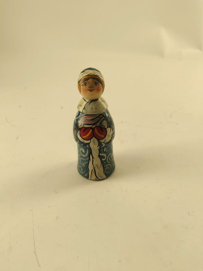 Vintage Russian  Hand Painted Set of 3 Nesting Dolls Santa