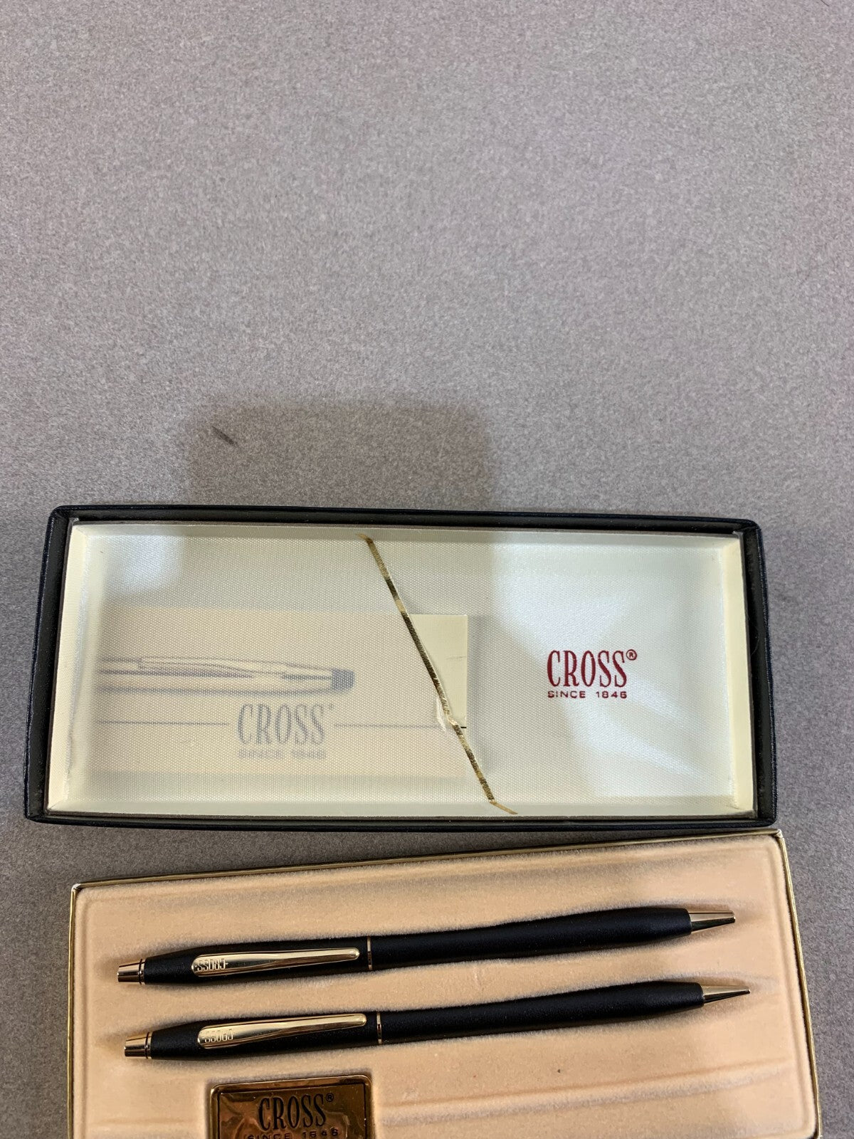 CROSS BALL PEN AND PENCIL SET - CLASSIC BLACK - GOLD TRIM