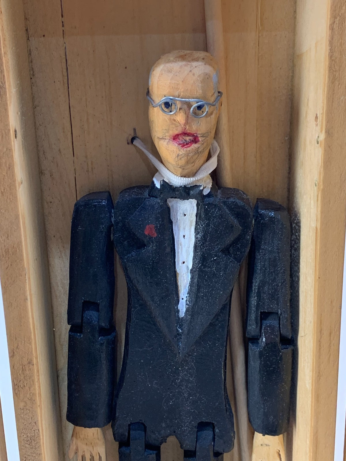 Buttler wooden Ball-jointed Doll in a wooden almira type box