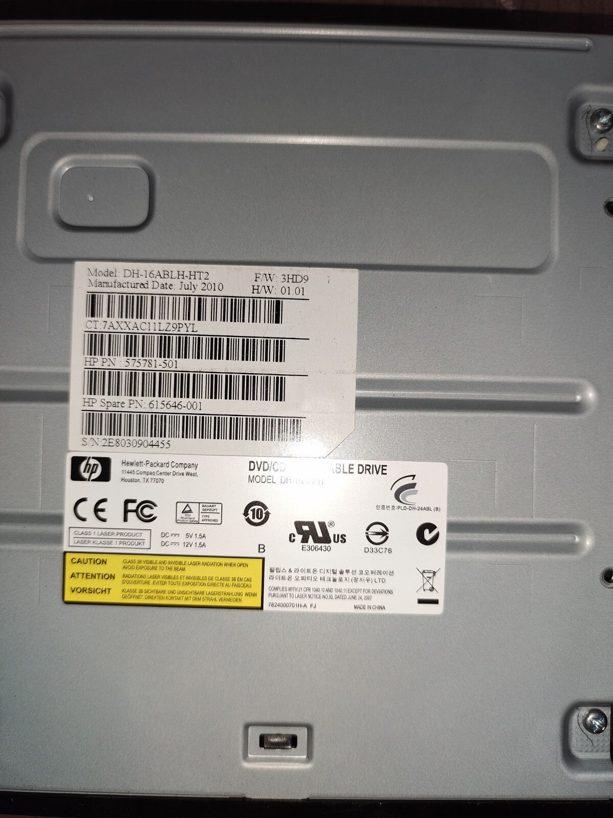 HP DVD CD Rewritable Drive DH-16ABLH