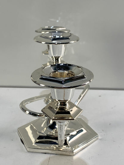 Vintage silver steel ornate candlestick holder 3 Arm Candle Holder