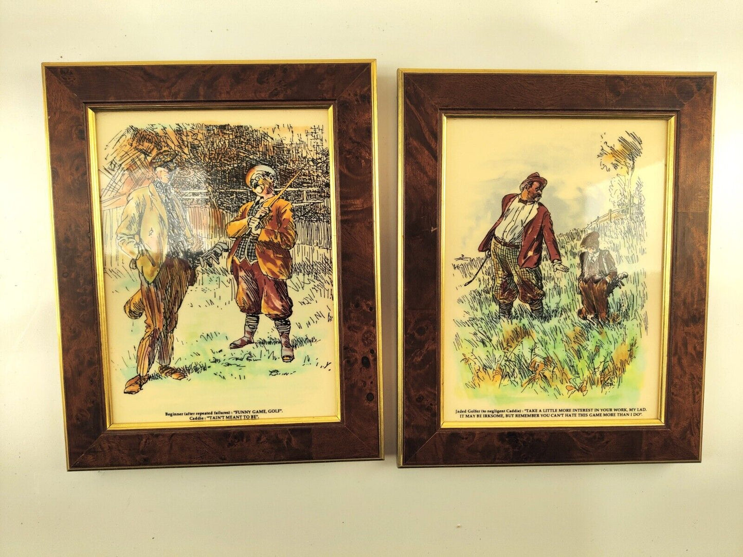 Vintage Frank Reynolds Framed Golf Tile Prints by Maw & Company England