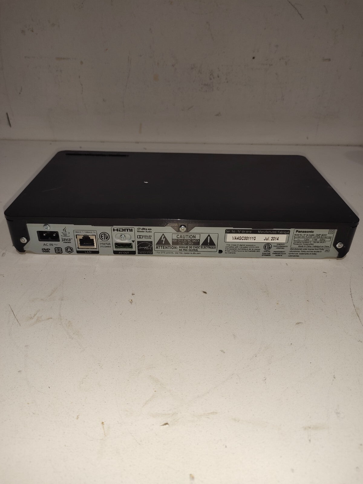 Panasonic Blu-Ray Player DMP-BD91