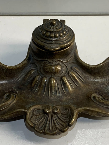 Vintage Ink Reservoir Inkwell Victorian Art Nouveau Brass French Ornate
