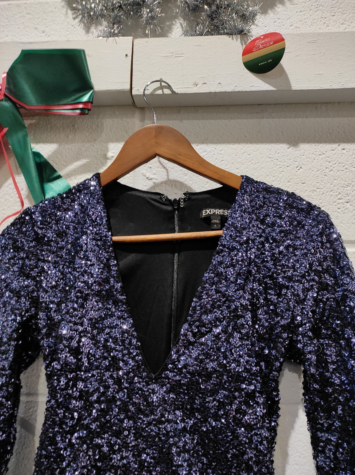 Express Sequin V-neck Mini Party Dress