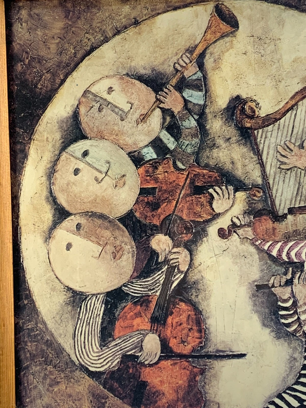 Vintage G. Rodo Boulanger 1973 Print Little Musicians Sextet Wooden Frame