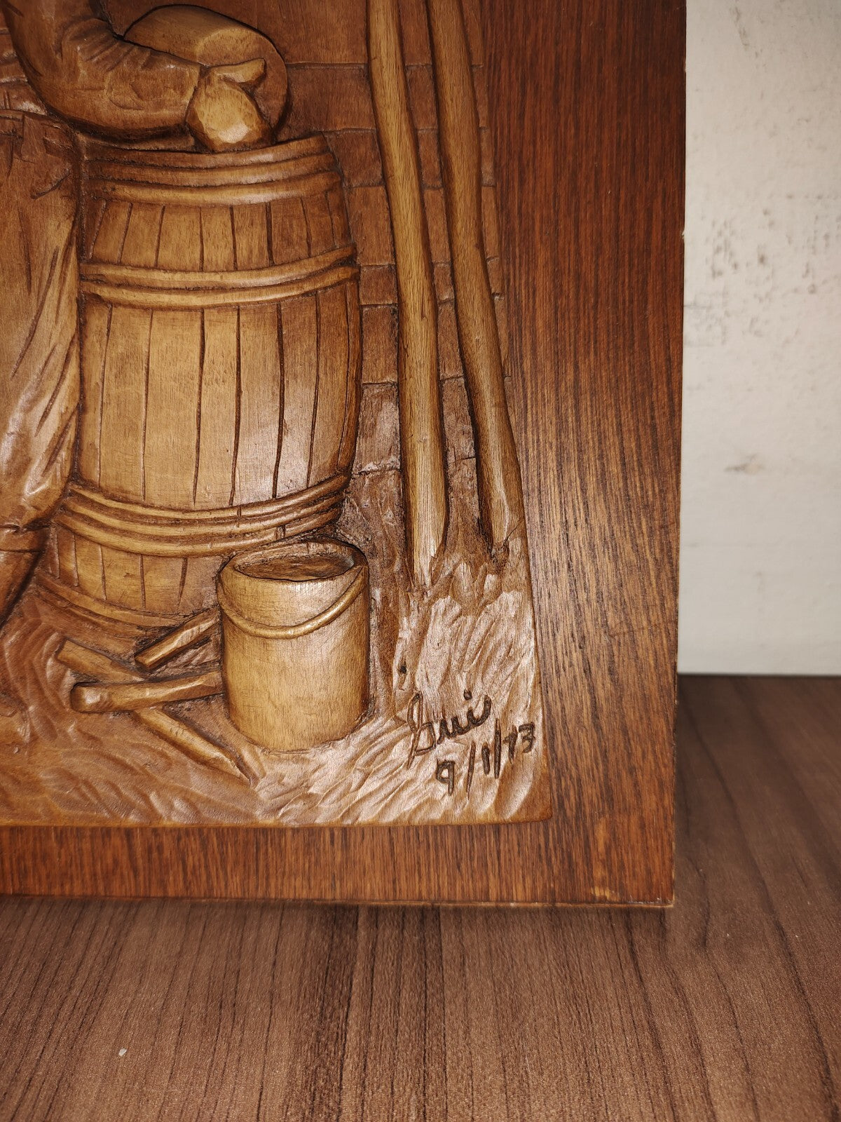 Vintage Wood Carved Painting - Antique