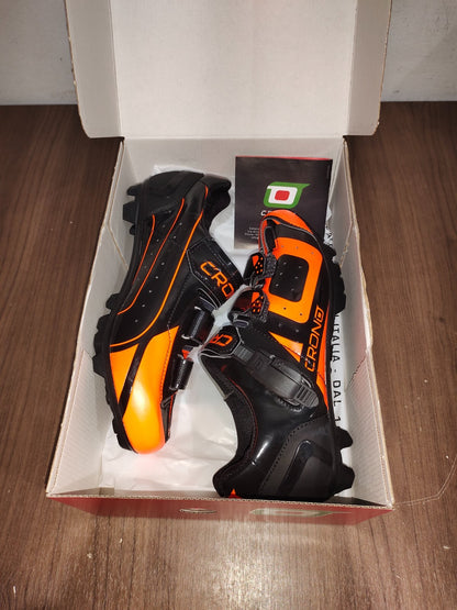Crono CX-3 17 Mountain Bike Gravel BMX Shoes - Black Orange - Size - 41.5 (EUR)