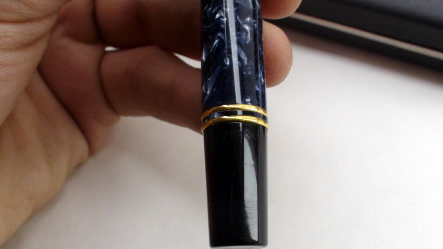 Parker Duofold Platinum Club Rollerball Pen w/ Case – Rare Platinum Trim
