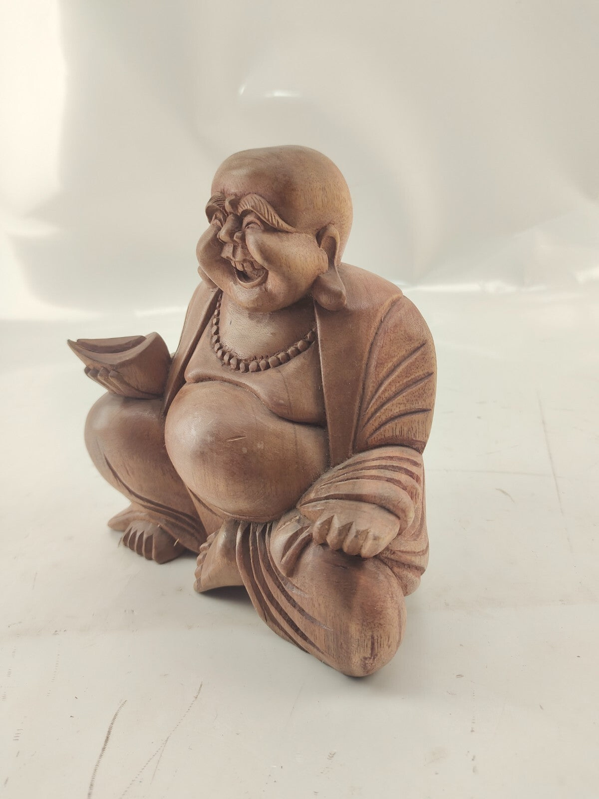 Antique Carved Wood Hotai Hotei  19th century China Qing Dynasty Buddha