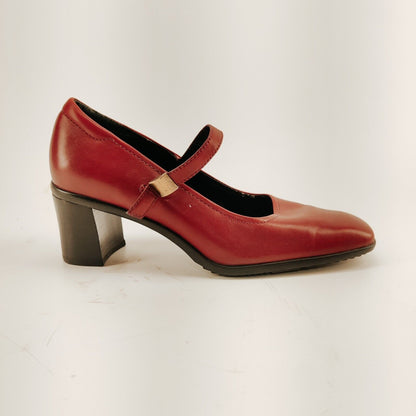 Rockport Red Leather Mary Jane Block Heel Women's Size 7