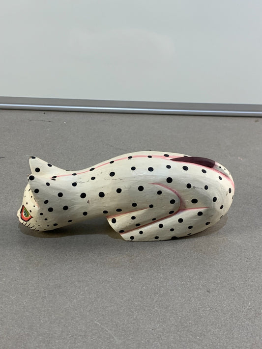 Hand Carved Painted Colorful Cat