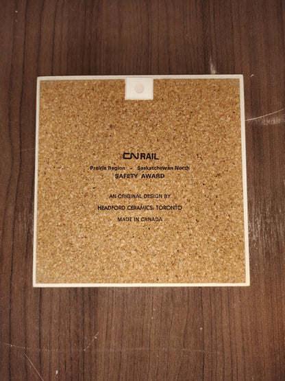 Vintage 1970’s Canadian National Railways Safety Award Ceramic Wall Plaque Train