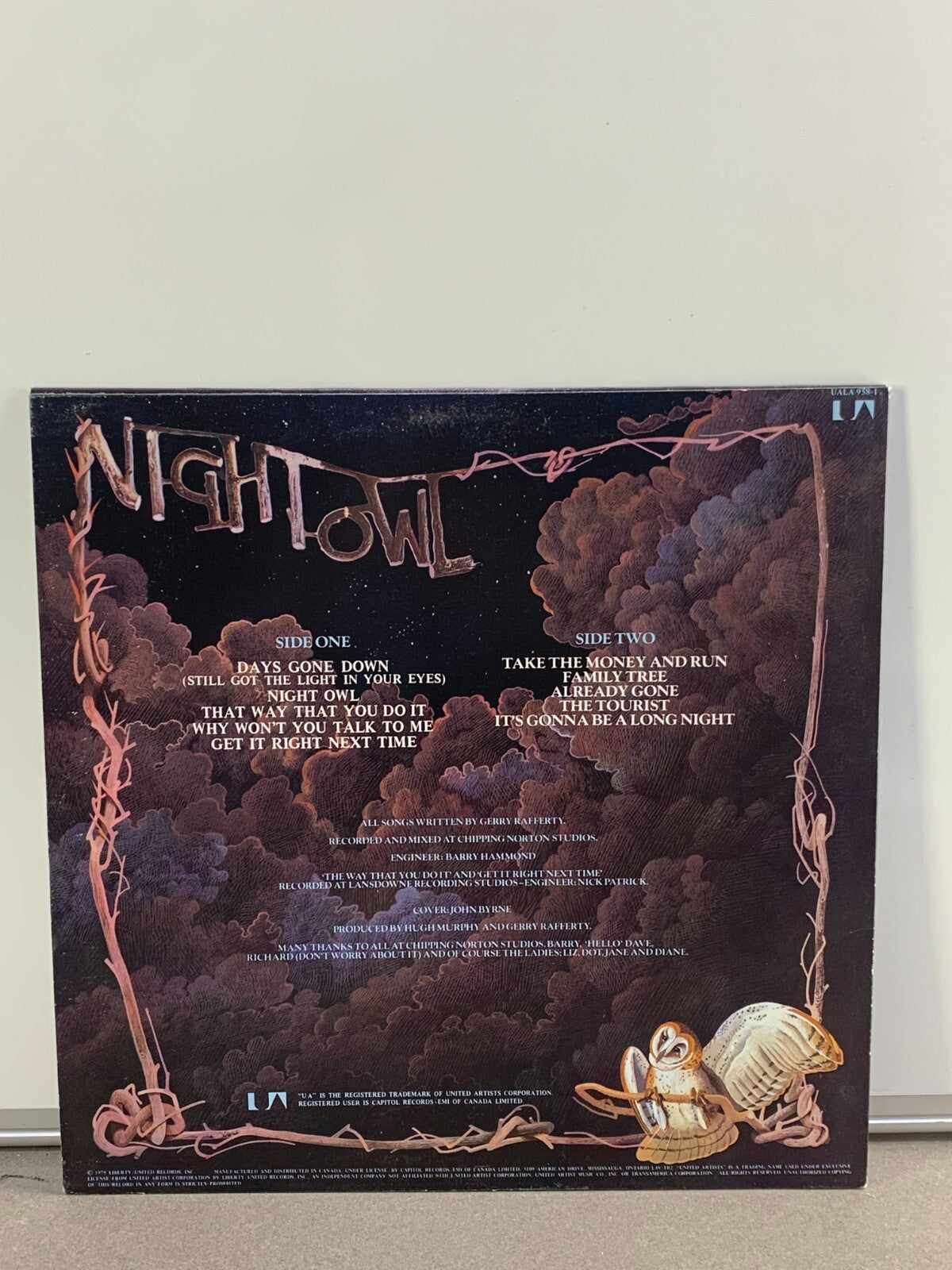 Gerry Rafferty – Night Owl (1979) 12" Vinyl LP United Artists UA-LA958-I