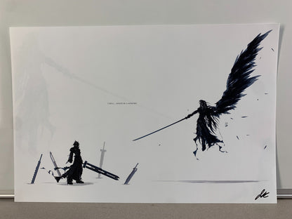 Final Fantasy 7 Sephiroth VS Cloud Art Signed