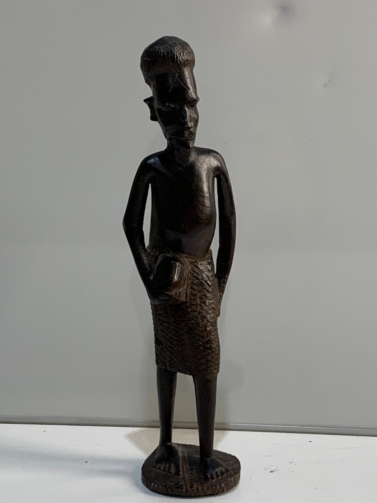 Vintage hand Carved African man figure