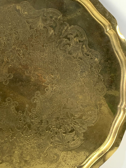 Vintage Gold Plated Brass Round Tray