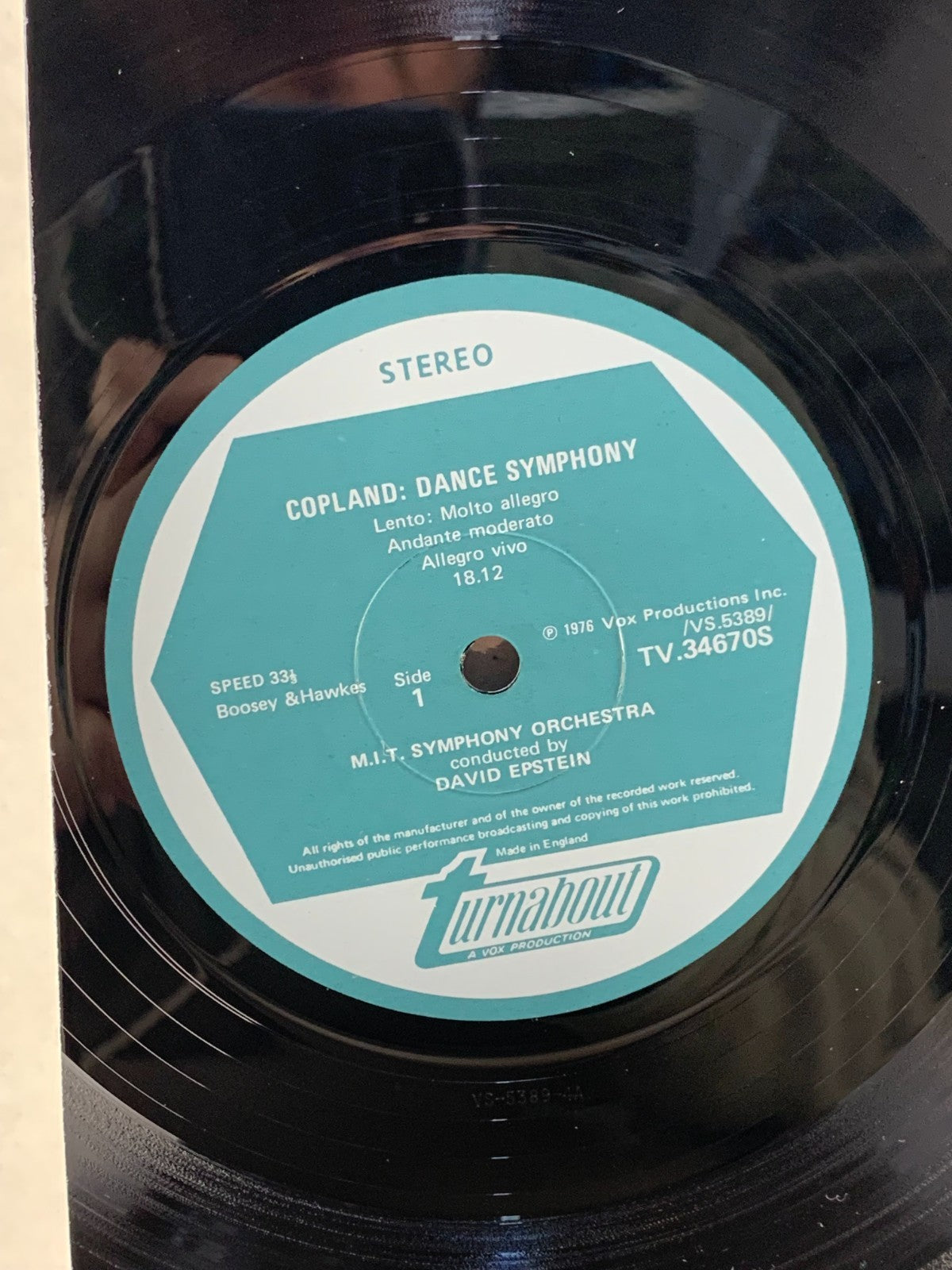 Copland/Piston – Dance Symphony LP 1976 Turnabout