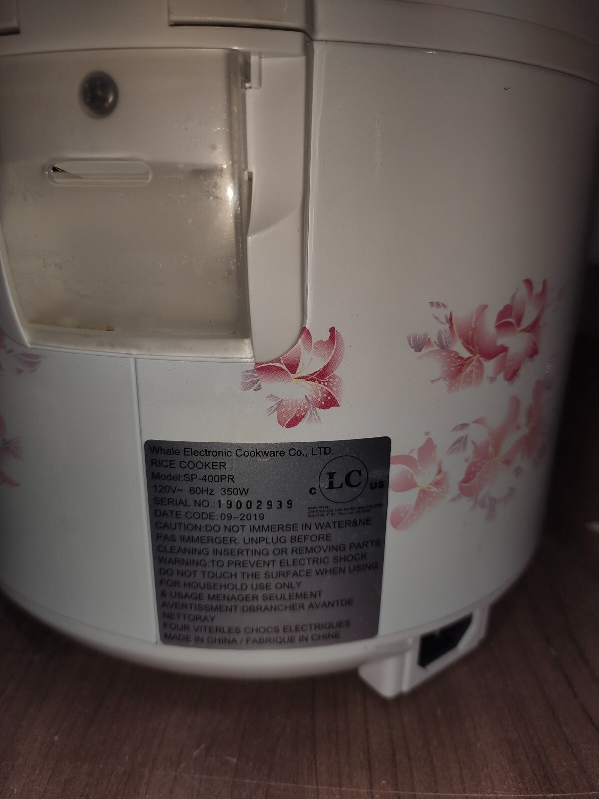 WHALERICE COOKER Portable Convenient - White Electric 4 CUPS - SP-400PR