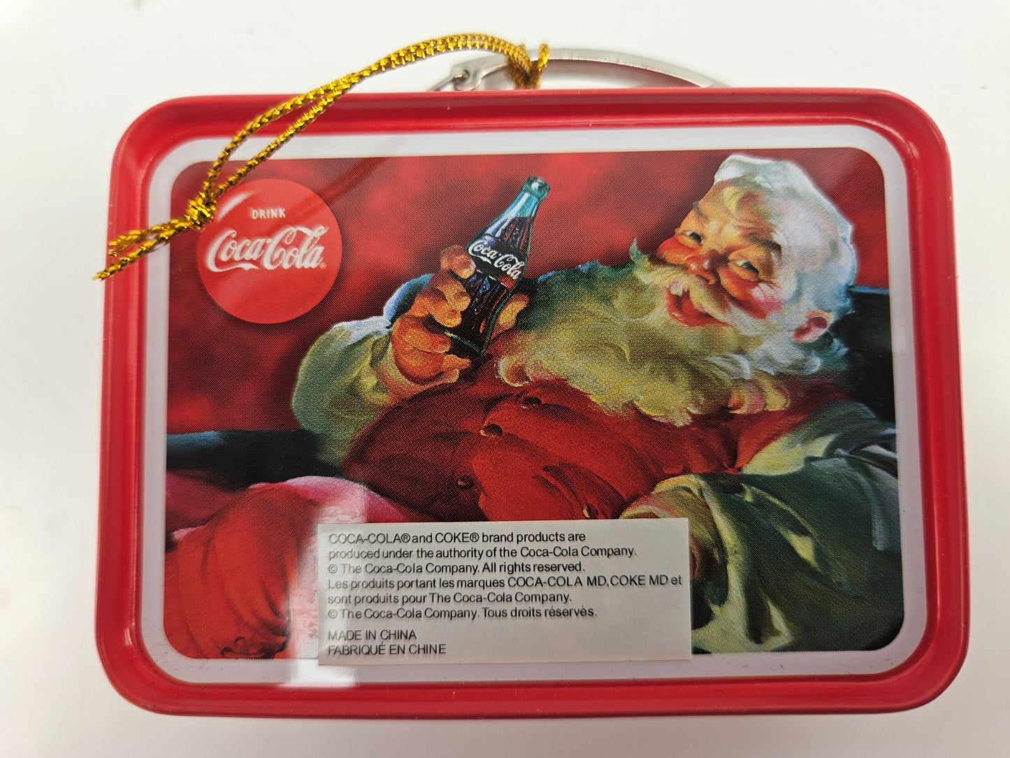 COCA COLA 3.5” Mini Tin Lunch Box Christmas Ornament