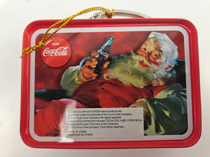 COCA COLA 3.5” Mini Tin Lunch Box Christmas Ornament