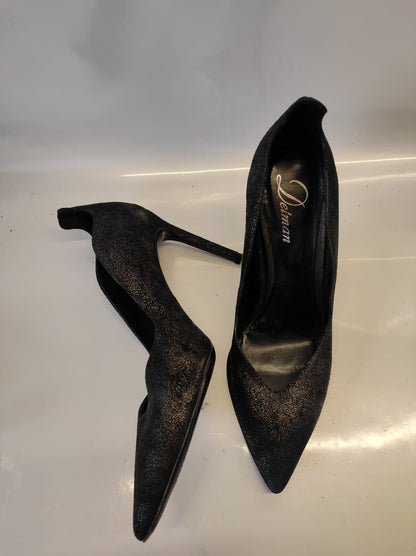 DELMAN Black Suede Size 8 1/2 Pumps Heels 8.5 Shoes