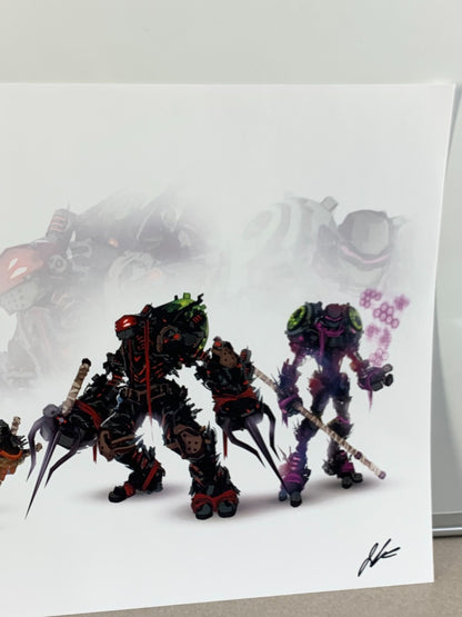 Comic Style Teenage Mutant Ninja Turtles Posted Signed