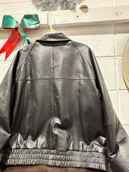 Amanati Leather Bomber JACKET Size-L