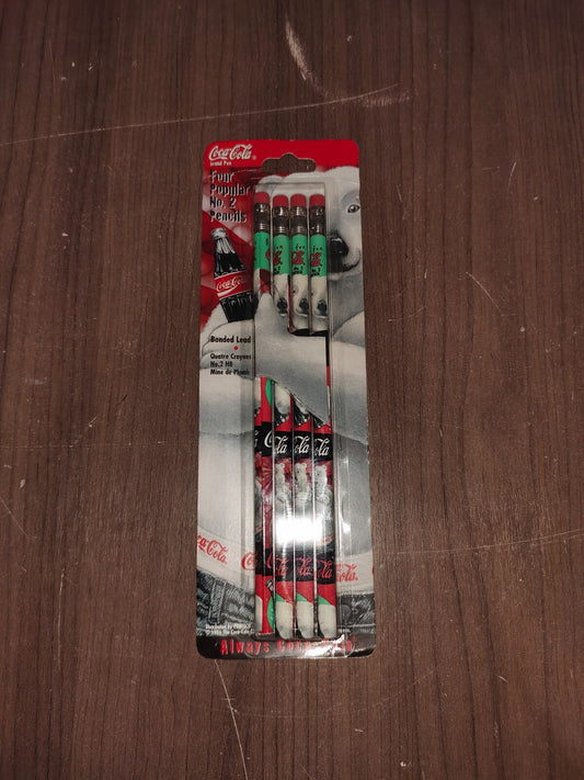 Vintage Rare 1996 Coca-Cola Brand - Polar Bear Pencils (4) - New In Box - 4