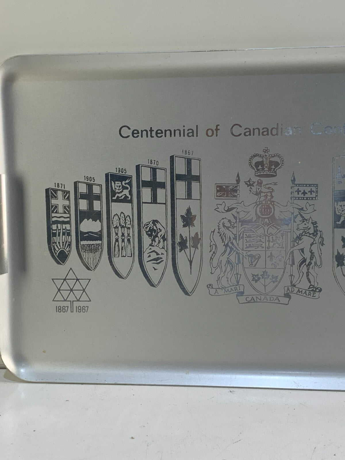 Vintage 1867-1967 Canadian Centennial Aluminum Serving Tray
