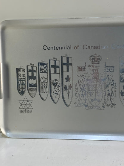 Vintage 1867-1967 Canadian Centennial Aluminum Serving Tray