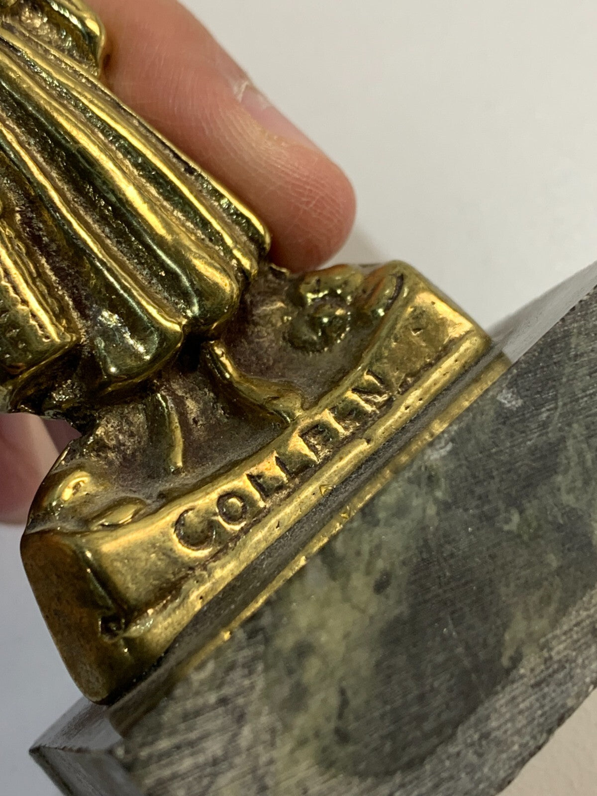 Vintage Metal Colleen On Connemara Marble Figure Ireland